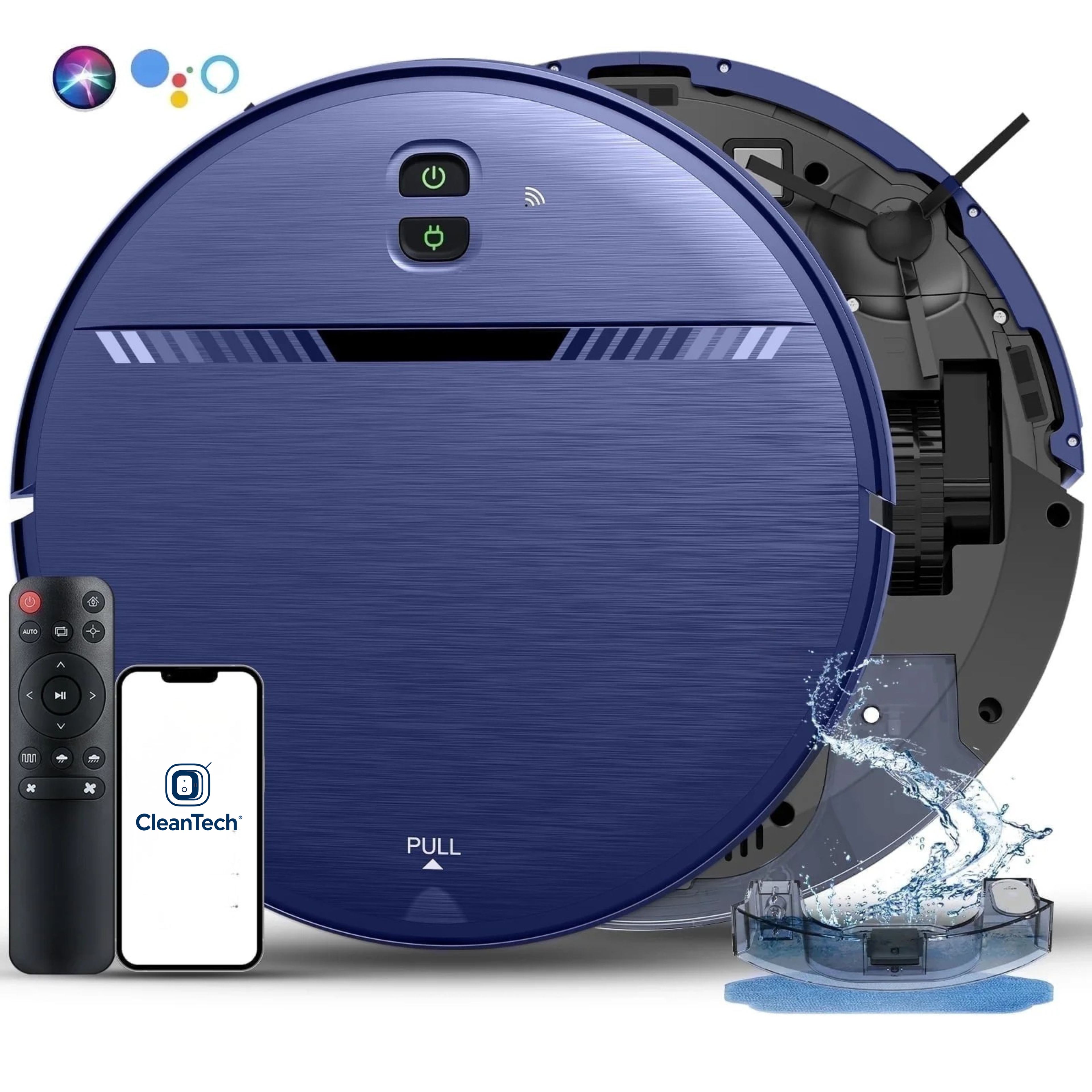 Cleantech- 2-in-1 Robot Vacuum and Mop Combo - Effortless Pet Hair Removal for Hard Floors