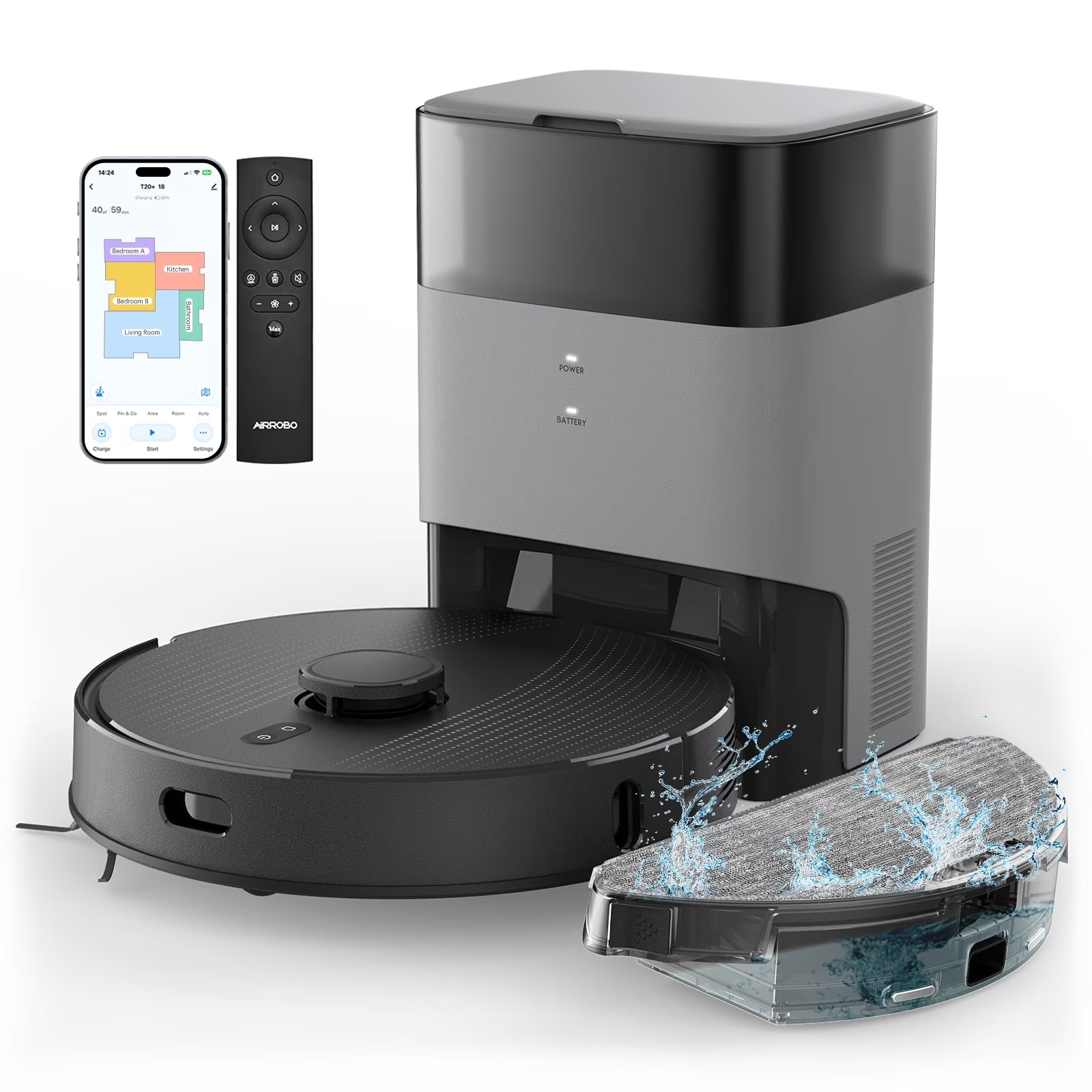 Robot Vacuum and Mop Combo T20 with 60 Days Self-Empty Station Voice Control Home Mapping